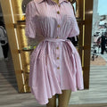 European and american cross-border women's fashion:  summer new arrival - elegant lapel, single-breasted button, pocket, tie-waist shirt dress