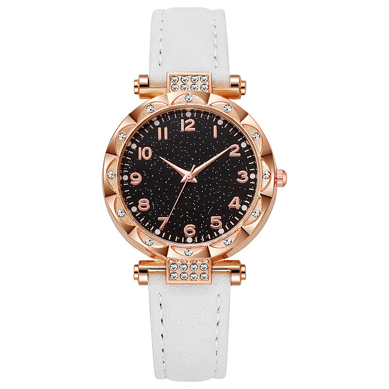 Women's faux leather strap digital luminous quartz watch - simple fashion wristwatch for students