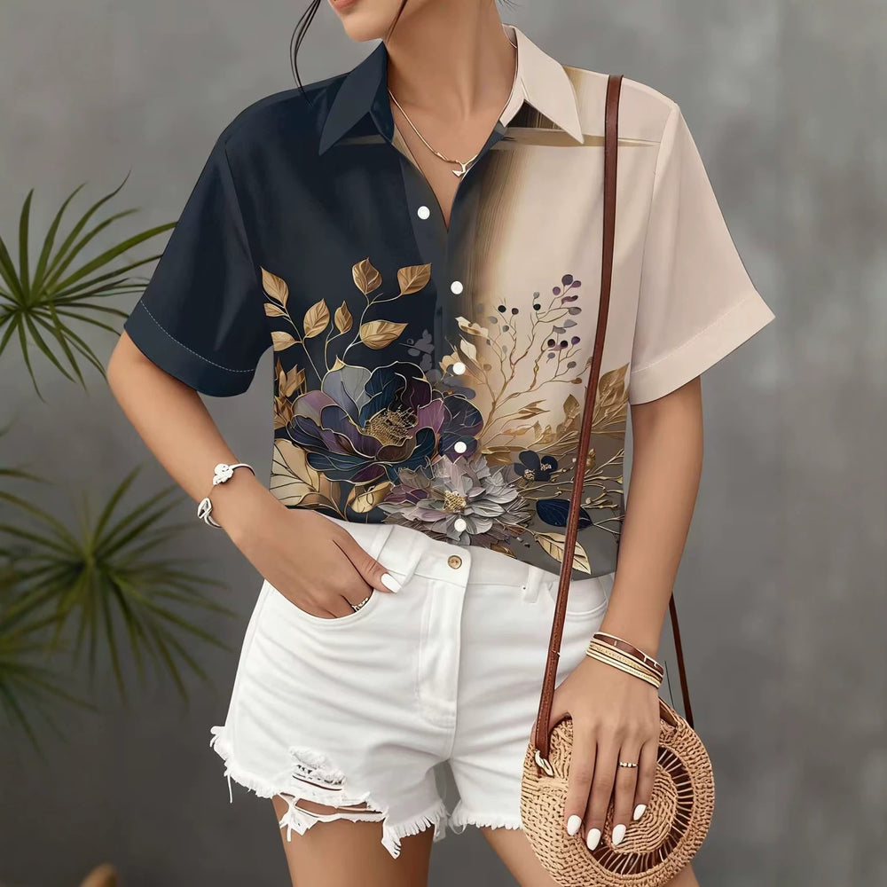 wholesale women's short-sleeved shirts, trendy shirt with hot-selling cross-border print designs, dropshipping available