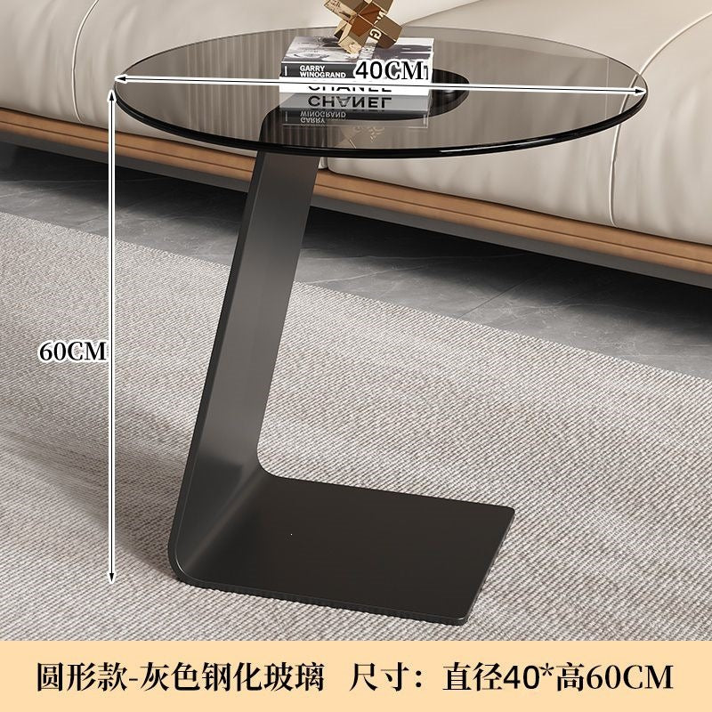 Tempered glass coffee table living room light luxury sofa modern casual classy round table corner sofa side table casual coffee table