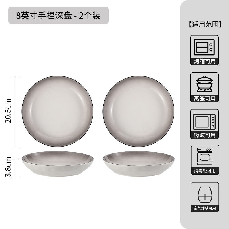 Gradient gray appearance underglaze color ceramic tablewarefor homeceramic bowl eating bowl good-looking bowl plate tableware suit