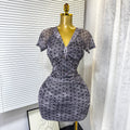 summer new arrival: stretch mesh mini dress - v-neck, sexy, bodycon, and figure-hugging