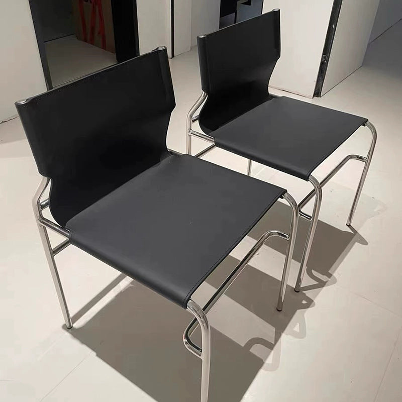 Used saddle leather chair - modern minimalist dining chair for home, living room, balcony, backrest, casual lounge, negotiation chair, office chair