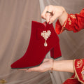 Winter wedding shoes for women 2023new arrival xiuhe wedding dress two-wear thick heel wedding shoes bridal shoes high heels not tiring feet