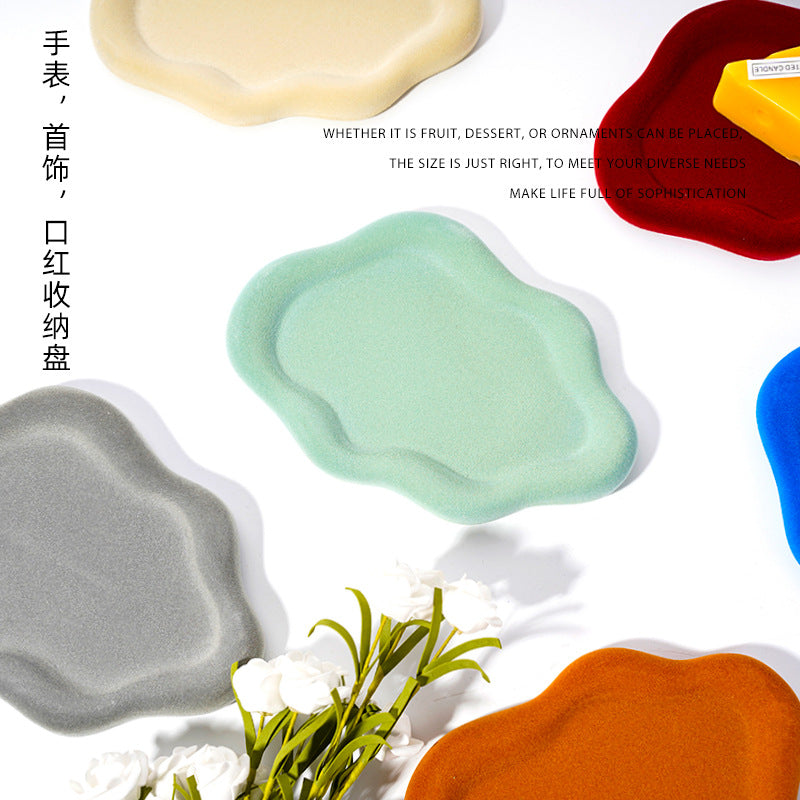 Instagram-worthy creative desktop display tray for jewelry and props. trendy, plush ceramic, irregular-shaped tray – just like the influencer style!