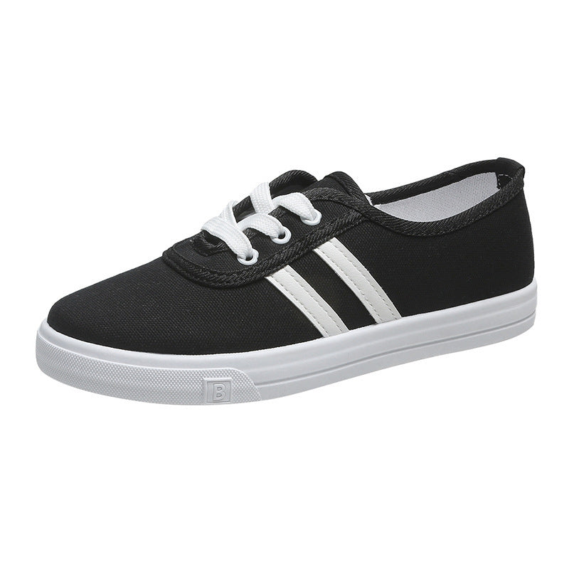 2022 spring and summer breathable canvas shoes are comfortable, board shoes Korean version student flat white shoes ins shoes women's mesh shoes