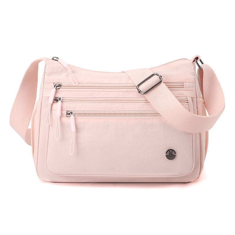 Foreign trade large-capacity casual women's bag 2025 new multi-compartment lightweight shoulder bag fashionable nylon simple messenger bag