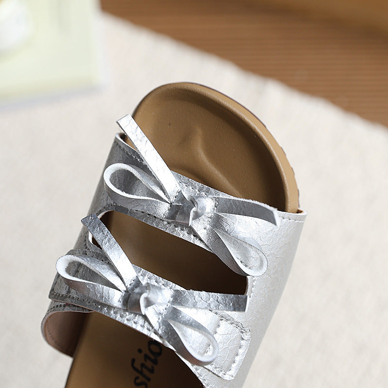 Girls' summer sandals: new thick-soled, trendy, casual kids' shoes - versatile outdoor wear with tie-up straps