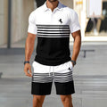 hot-selling men's polo shirt set, new summer two-piece casual short-sleeve and shorts set, dropshipping available