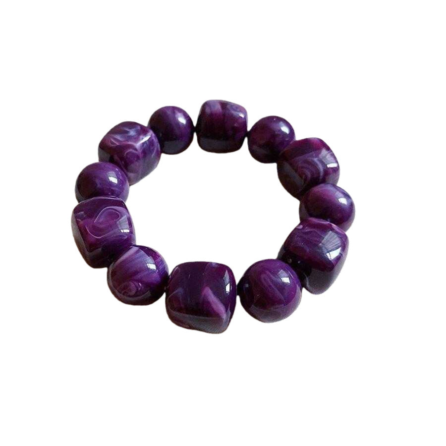Wholesale acrylic beaded bracelets - trendy dopamine jewelry, unique irregular geometric stretch bracelets for women (cross-border e-commerce)