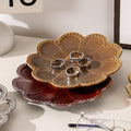 Ins electroplating creative ceramic flower pattern stylish ceramic jewelry storage tray high-looking photo prop display tray