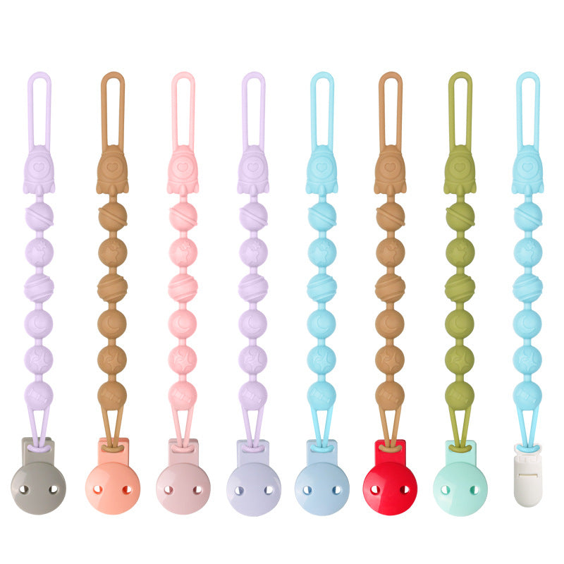 Baby food grade silicone anti-drop chain gnawing tooth glue anti-drop bracelet beech anti-drop pacifier clip baby pacifier chain