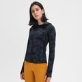 new women's activewear hooded jacket - slim fit, shaping, stretchy running zip-up yoga top s2088