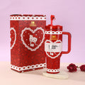 New creative heart-shaped handle ice tumbler, large capacity 304 stainless steel insulated mug, stanley-style portable straw cup