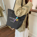 Korean style minimalist canvas tote bag for women, 2025 new arrival, super popular large capacity tote, plaid striped versatile shoulder bag
