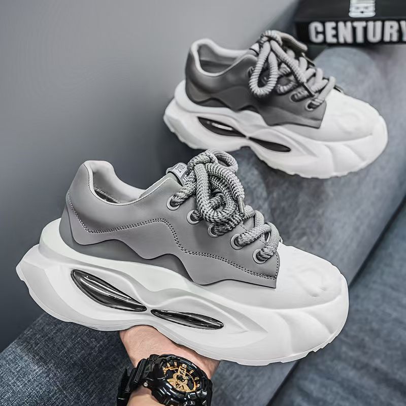 Men's shoes 2025 spring new thick soleeasiest for matchniche stylefashioncasual youth sports heightening dad shoes men