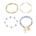 Wholesale blue and white porcelain beaded bracelets - european and american cross-border retro chinese style personalized faux pearl cross pendant jewelry