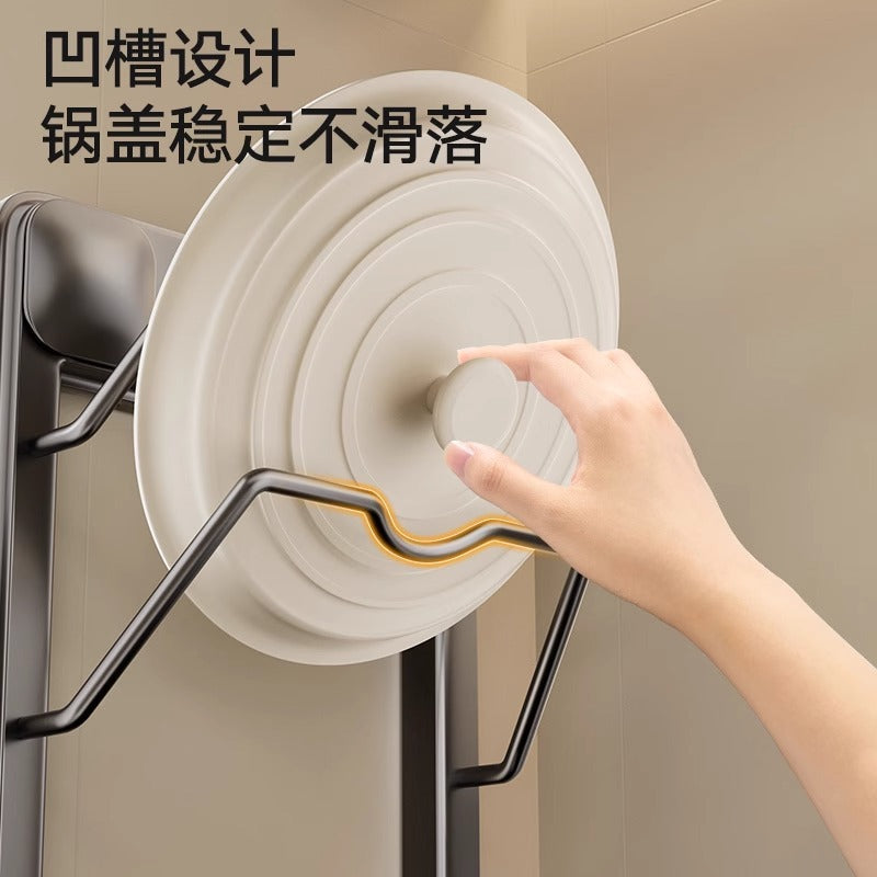 Suction cup non-punching lid rack kitchen wall pendant with water tray drain space aluminum cutting board cutting board rack