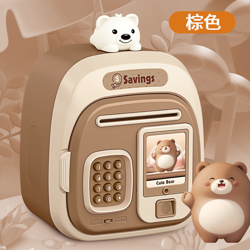 kids cartoon piggy bank multi-function large capacity dual-mode unlocking automatic sensor money-saving toy