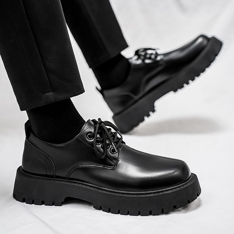Men's leather derby shoes - business casual, spring collection, chunky sole, height increasing, trendy & comfortable