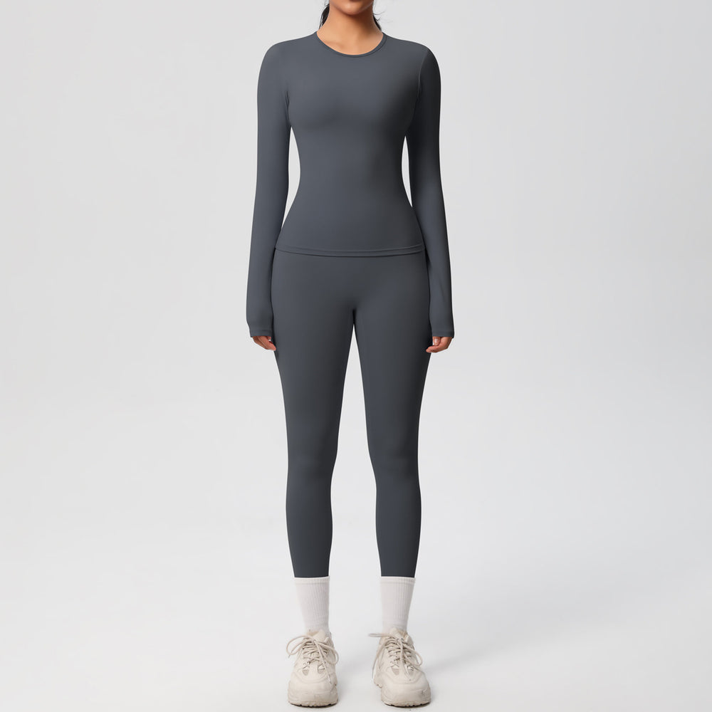 New arrival: european and american style solid color double-sided brushed breathable compression yoga set - 8 piece activewear set for running and fitness