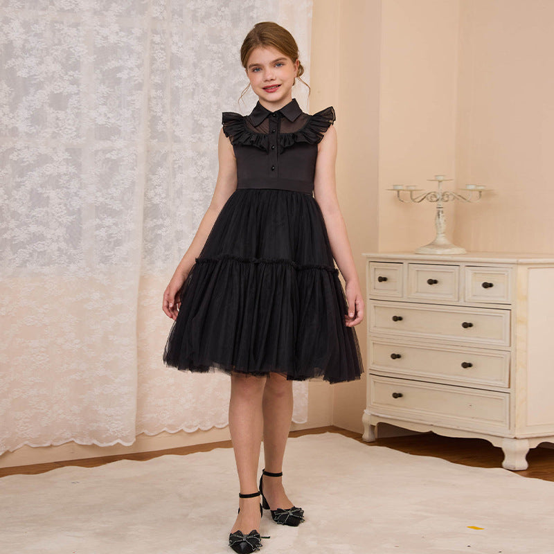 personalized girldress small flying sleeve mesh princess dress little girl cake dress new arrival8y-12y