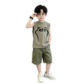Boys'  summer new sleeveless tank top and shorts casual two-piece set - lightweight style for mid-to-large children