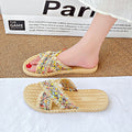 2024 summer new women's fashion slippers retro colorful braided criss-cross strap sandals women's outdoor versatile beach shoes