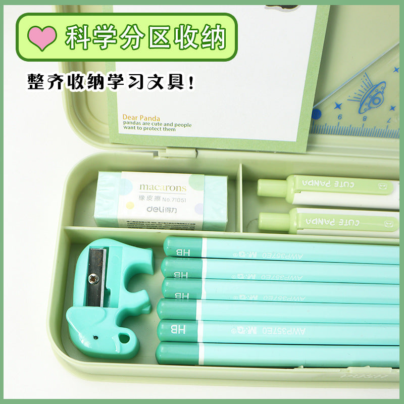 Chinese wind panda pencil bag ins wind niche stationery box cartoon waterproof pencil case primary school students Internet celebrity stationery bag