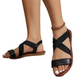 summer new arrival versatile women's flat sandals - peep toe, roman style, elastic, plus size, minimalist sandals for export
