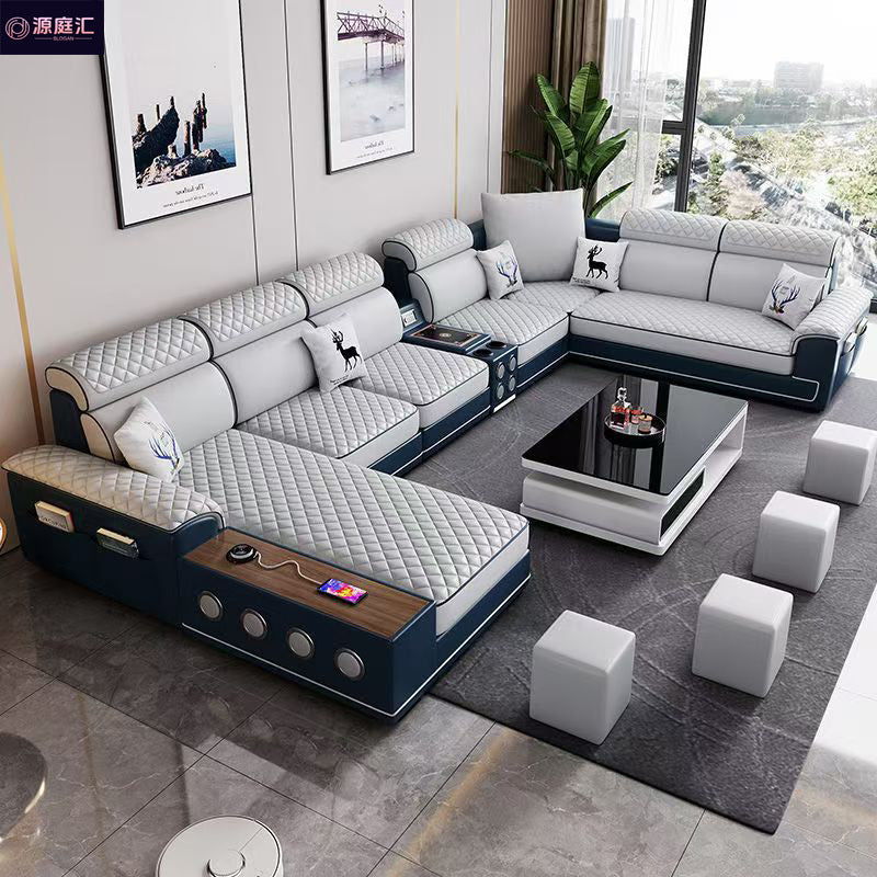 Living room sofa multi-functional no-wash technical cloth latex large and small apartment fabric sofa corner cat scratching leather sofa