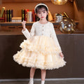 Ready-to-ship, hot-selling girls' dresses for winter, new  styles in a chanel-inspired design, featuring a puffy skirt and tiered cake skirt for children