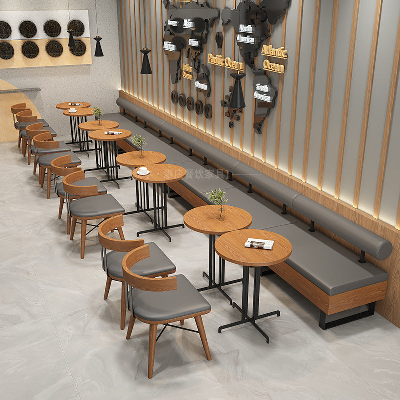 Cafe Solid wood high stool Table and chair combination Simple restaurant Convenience store Table and chair Bar Clear bar Backrest high chair