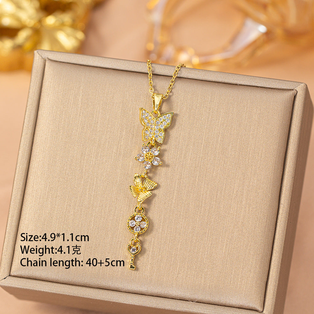 [titanium steel] fashion fashion hot selling tassel necklace women's light luxury high-end versatile clavicle chain jewelry