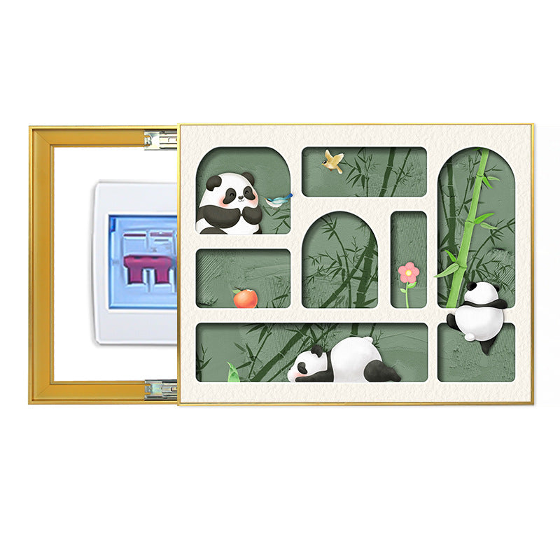 Panda meter box decorative painting living room power main switch blocking hanging painting multimedia box cover plate electric switch box mural