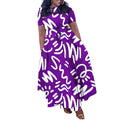 D3375 european and american  cross-border african loose printed large size strap mid-length large swing dress women's clothing