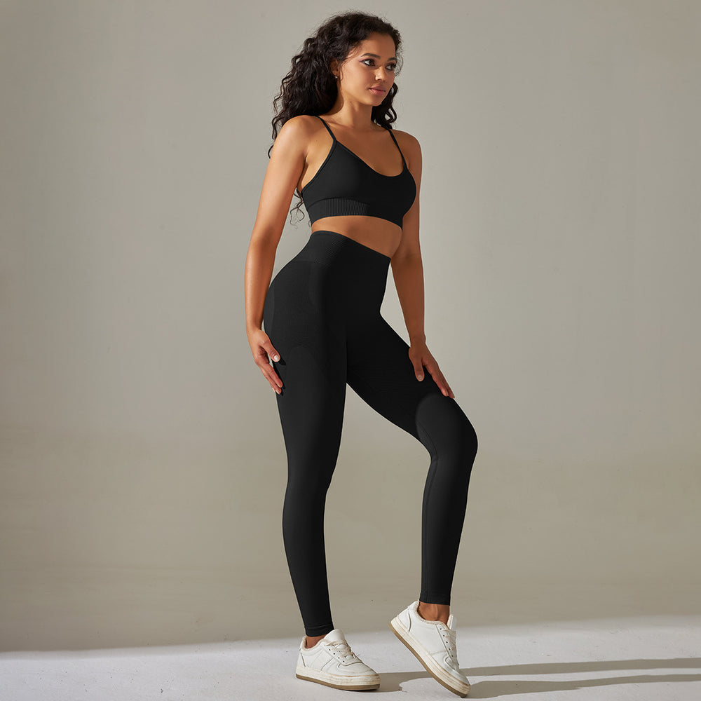 fashion seamless knittingpure color back belly tightening butt lifting intimates yoga suit running fitness nine-point pants