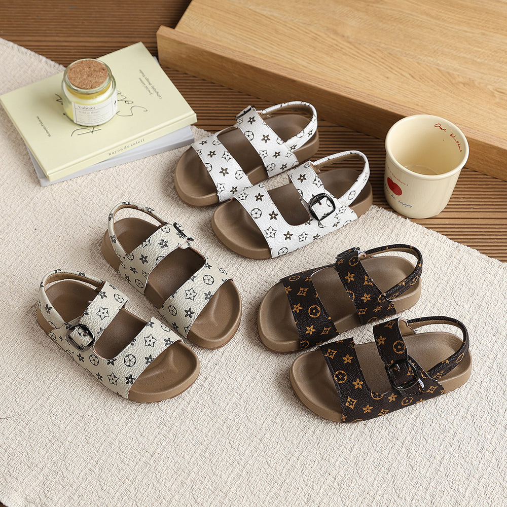 Vancahao girls' fashion sandals -  summer new collection - open-toe casual beach sandals for kids - korean style birkenstock sandals