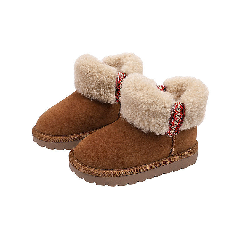 Vancahao girls' snow boots - new  winter collection: kids' lambswool-lined, extra-thick cotton shoes, baby's fuzzy ankle boots