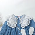 Girls' spring/autumn outfit  new style faux two-piece dress shirt dress, long-sleeved princess dress for toddlers and young children, stylish skirt