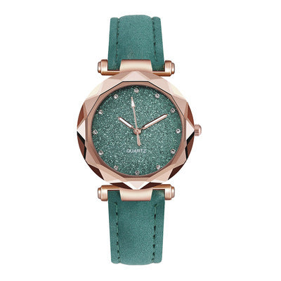 New arrival starry sky watch for women live broadcast women's fashioncasual watch rhinestone frosted leather belt watch thin model