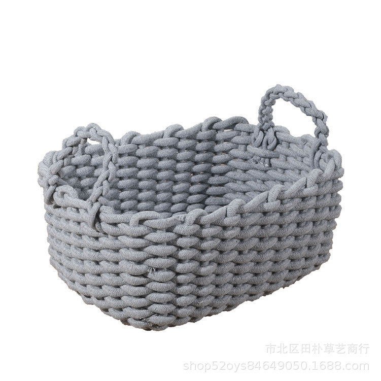 Cosmetics storage box Bear cotton rope woven storage basket Storage basket Skin care product storage finishing box Simple spot