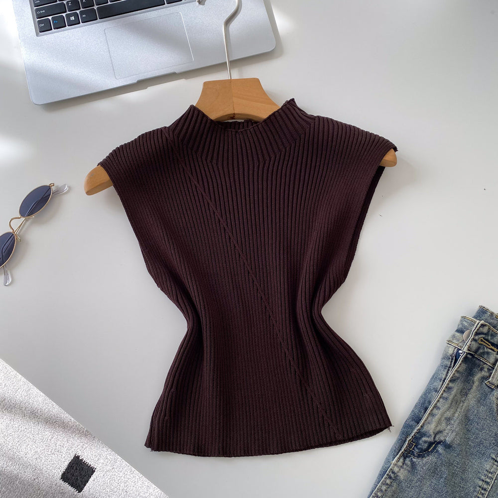 Commuting style knitting sleeveless easiest for matchtops vest women's summer pure color silmslimming lookeasiest for matchoutweartops