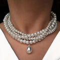 Pearl stacking necklace wholesale european and american cross-border jewelry multi-layer retro irregular water drop pendant beaded neck jewelry for women
