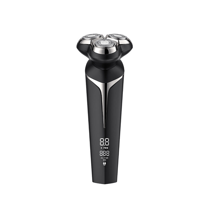 Personalized electric shaver 3-head floating double-ring knife net anti-pinch whole body washable smart digital display shaver