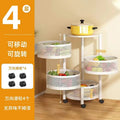 Kitchen rotating multi-functional storage rack, household floor-standing multi-tier snack cart, fruit and vegetable basket organizer
