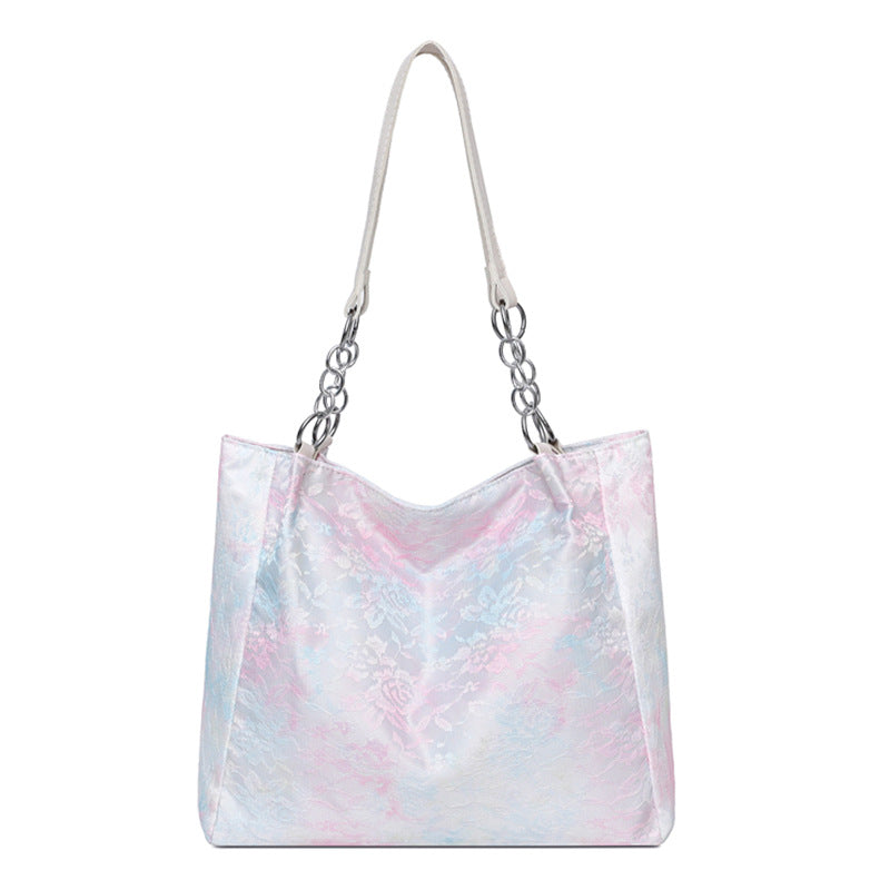 2025 new large capacity women's bag lace fashion handbag minimalist trendy shoulder bag casual commuter tote bag