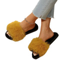 Fuzzy slippers women's outerwear 2025 new korean style ins trendy shoes autumn and winter one-strap thick sole cotton slippers autumn and winter collection