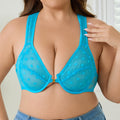 wholesale sexy plus sizeintimatesfrench front button push-up breathable big breasts appear small ultra-thin printed mesh bra