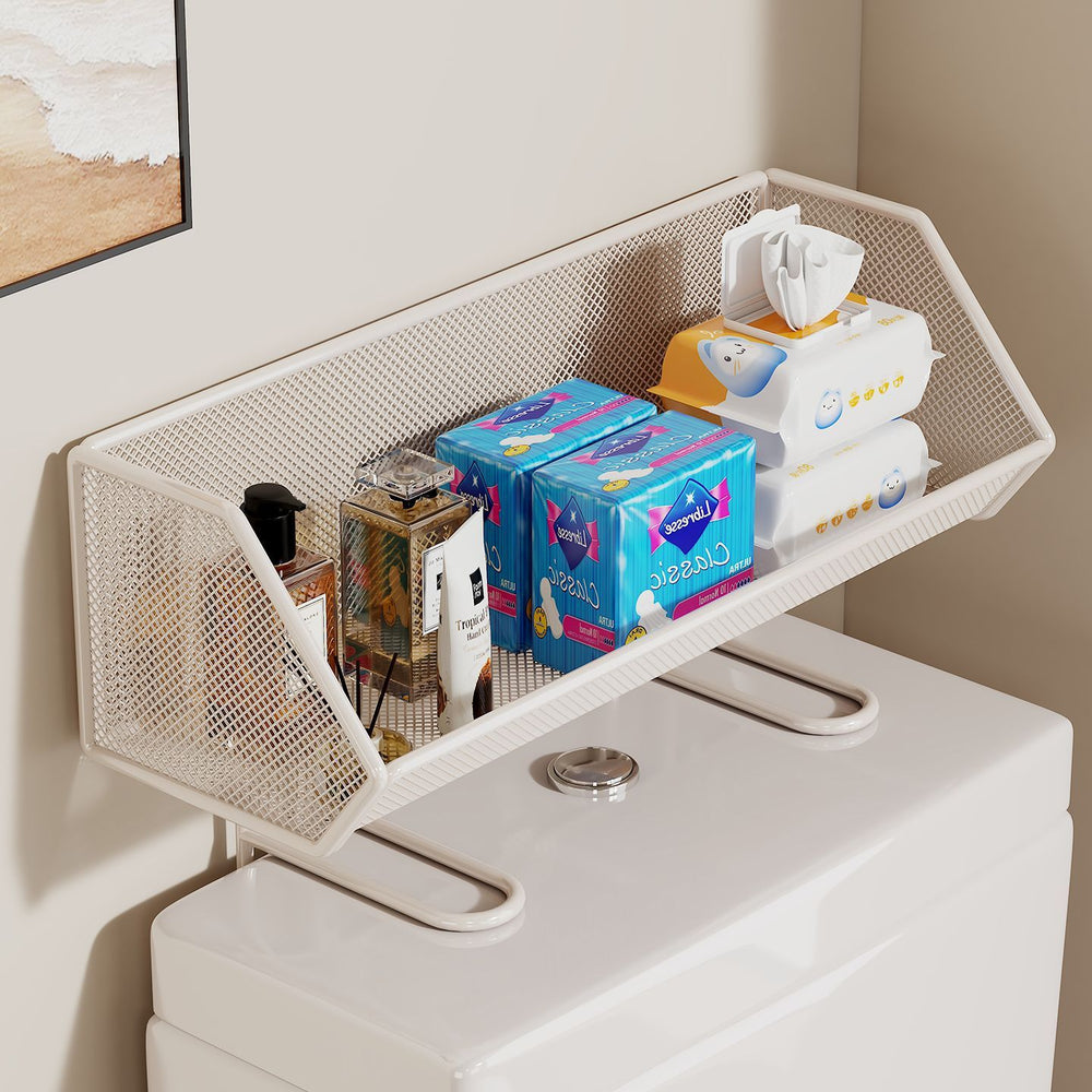Over-the-toilet storage shelf - bathroom organizer rack - multifunctional toilet & washroom accessory storage solution